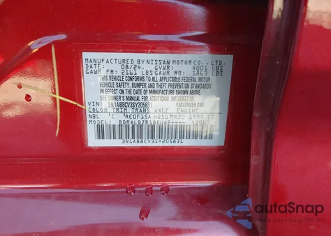 2025 Nissan Sentra Sv from USA, damaged, VIN 3N1AB8CV3SY205831
